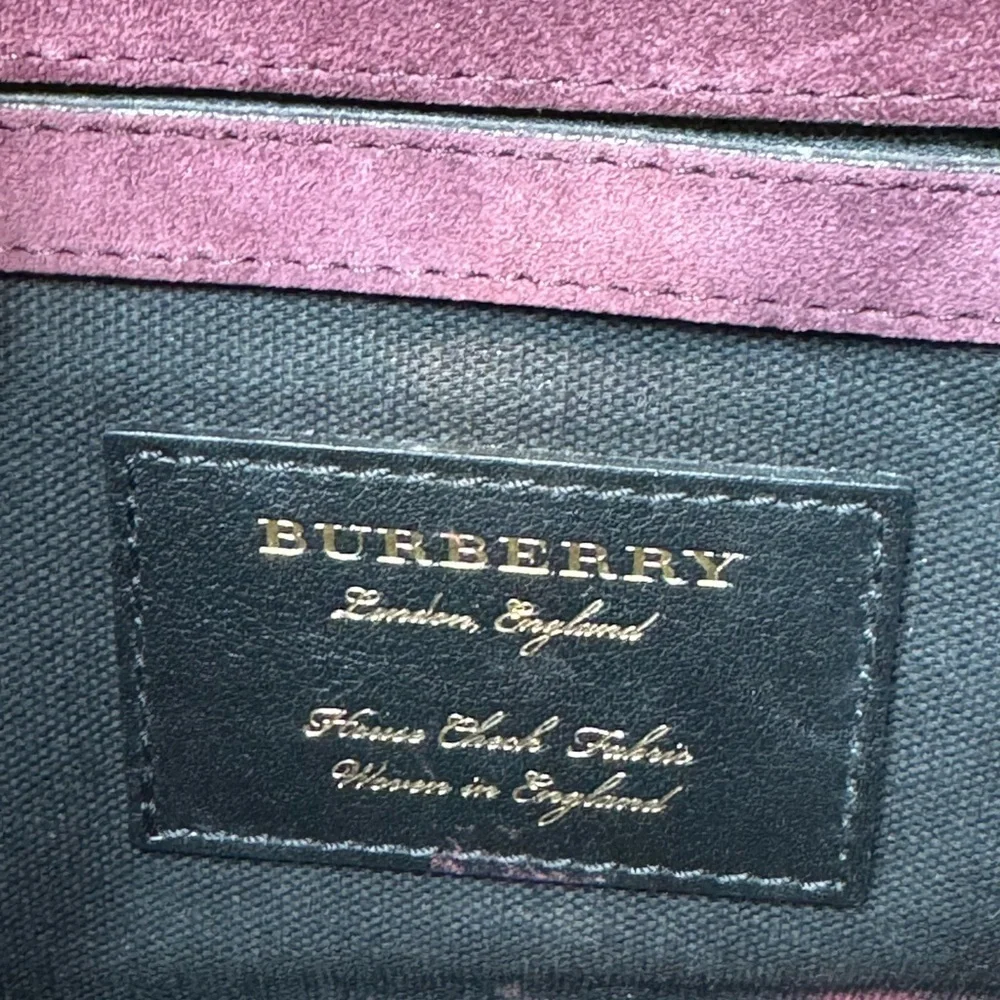 BURBERRY Derby Calfskin House Check Small Macken Crossbody Bag Tan